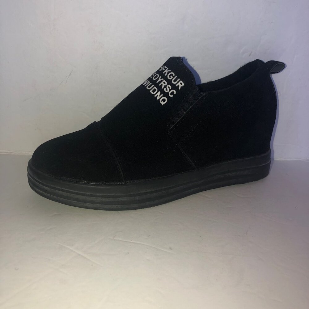 Letter Sneakers  -  Slip on faux suede shoes -  women's Size 8